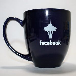 FACEBOOK Seattle Ceramic Coffee Mug In Cobalt Blue Simple Design EUC(No Returns)